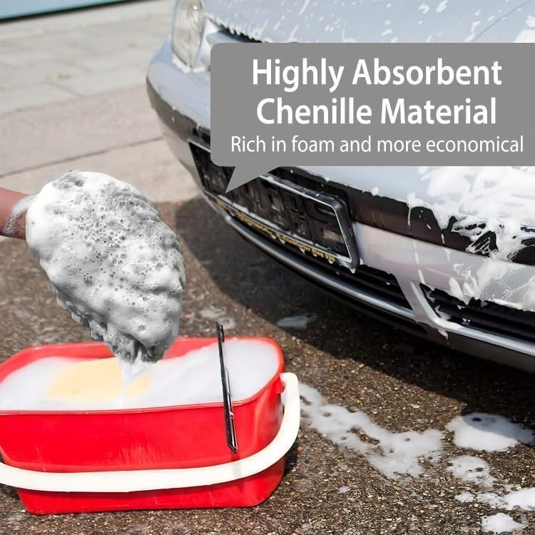 Load image into Gallery viewer, WASH&amp;WHIPS Chenille Premium Scratch-Free Microfiber Lint-Free Blue Wash Mitt 8&quot; x 10&quot;in &amp; Black Pitstop Particle Interceptor
