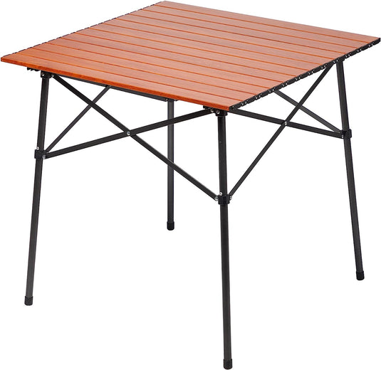 Easy Roll Aluminum Camping & Picnic Table (27x27.5in) - Heavy Duty