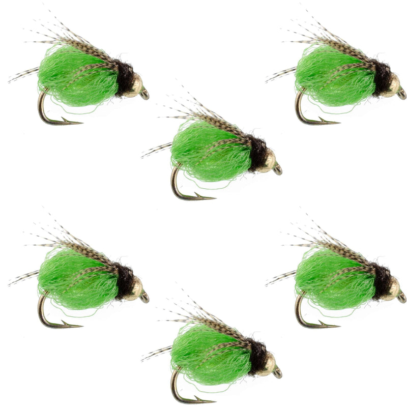 Load image into Gallery viewer, Bead Head LaFontaine Bright Green Deep Sparkle Caddis Pupa - 6 Flies Hook Size 16
