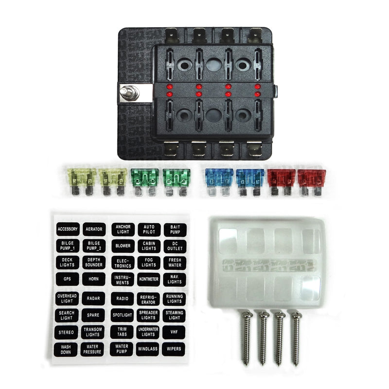 Load image into Gallery viewer, 8 Way Standard LED Circuit Blade Fuse Box
