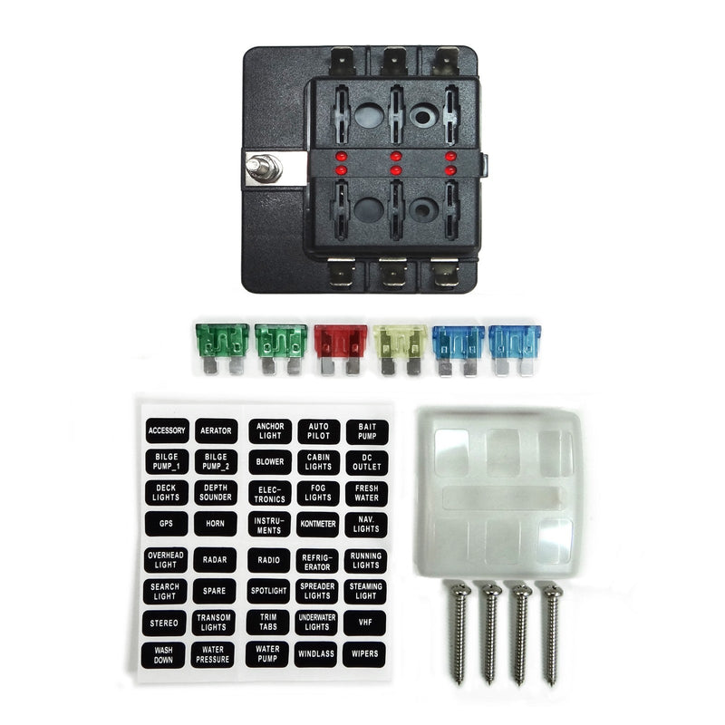 Load image into Gallery viewer, 12v 6 Piece Fuse power block aka power panel
