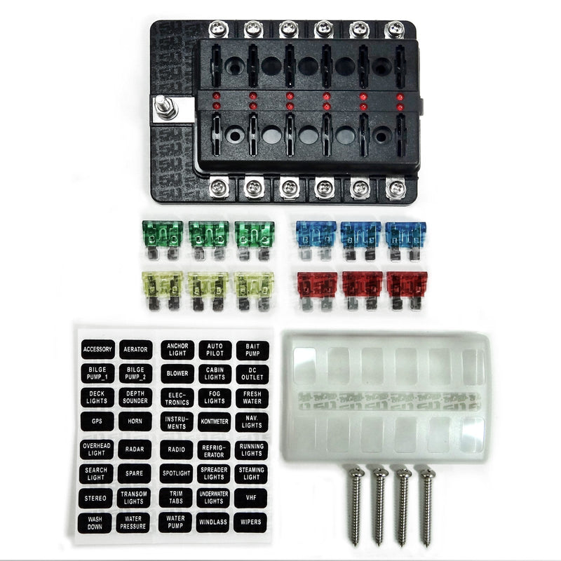 Load image into Gallery viewer, 12 Way Standard LED Circuit Screw Fuse Block
