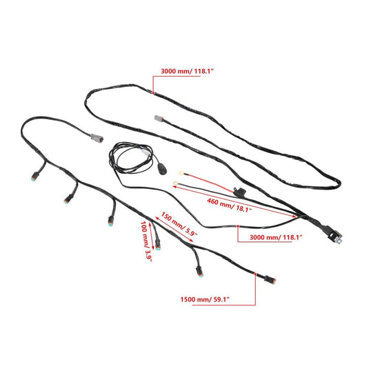 6-LED Pod Light Power Wiring Harness Kit with 2 PIN DT Plug