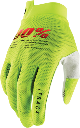 100% iTrack Gloves - Fluo Yellow - Large 10008-00012