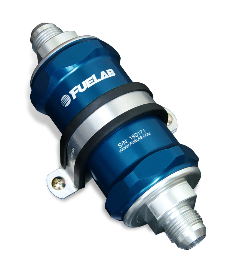 Load image into Gallery viewer, Fuelab 818 In-Line Fuel Filter Standard -8AN In/Out 6 Micron Fiberglass - Blue
