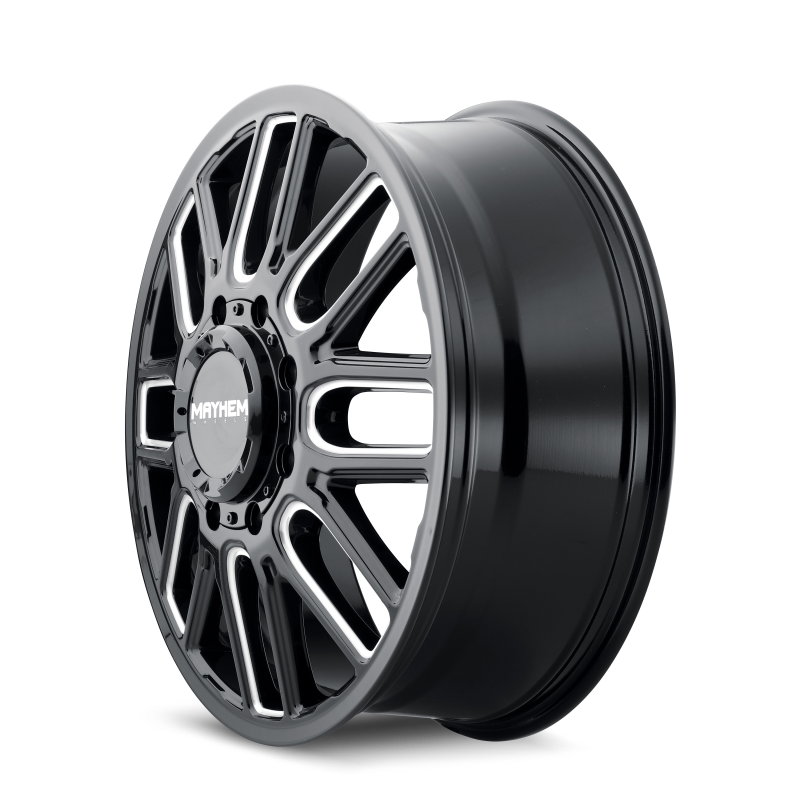 Load image into Gallery viewer, Mayhem 8107D Cogent Dually 20x8.25 / 8x210 BP / 115mm Offset / 154.2mm Hub Blk w/Milled Spokes Wheel

