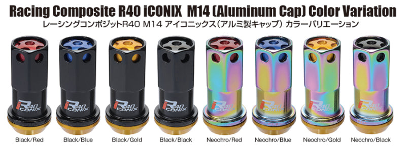 Load image into Gallery viewer, Project Kics 16+4 Black Lock &amp; Lug Nuts R40 Iconix - 14X1.25 (Black Cap)
