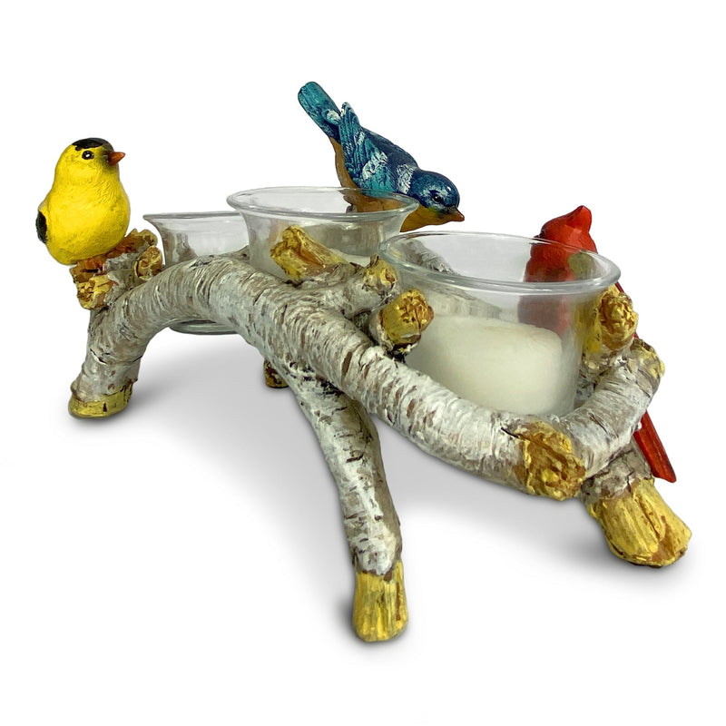 Load image into Gallery viewer, Candle Holder-Birch with Birds 3 Piece
