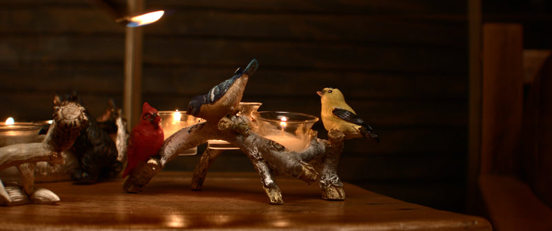 Load image into Gallery viewer, Candle Holder-Birch with Birds 3 Piece
