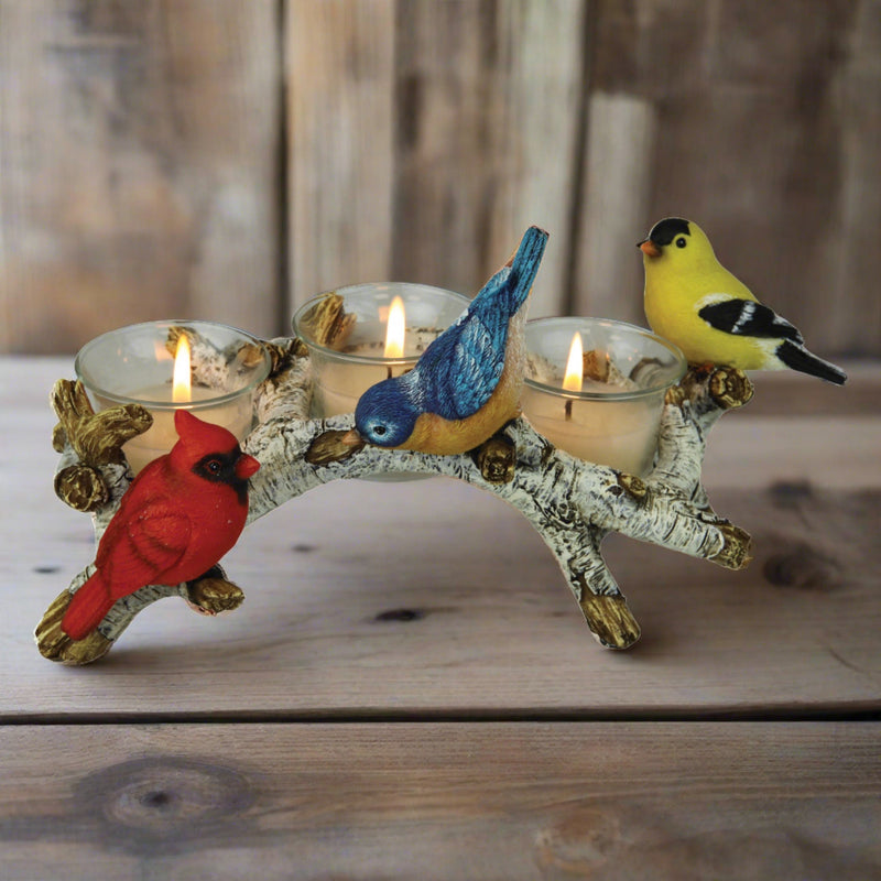 Load image into Gallery viewer, Candle Holder-Birch with Birds 3 Piece
