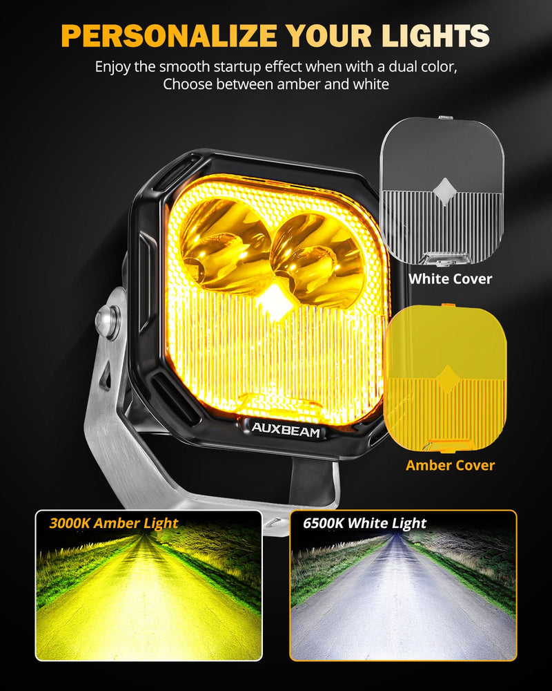 Load image into Gallery viewer, Color Play Series 3 Inch 100W Combo LED Pod Lights Off Road Lights with White DRL &amp; Amber Turn Signal Lights
