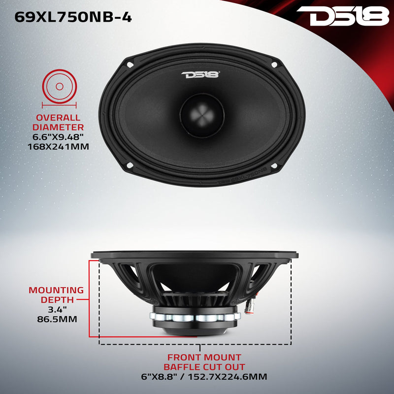 Load image into Gallery viewer, 6x9" Midrange Loudspeaker with Neodymium Rings and Aluminum Bullet | 375 Watts RMS 4-Ohm
