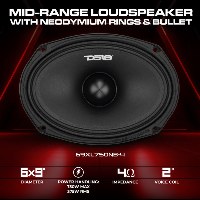 Load image into Gallery viewer, 6x9" Midrange Loudspeaker with Neodymium Rings and Aluminum Bullet | 375 Watts RMS 4-Ohm
