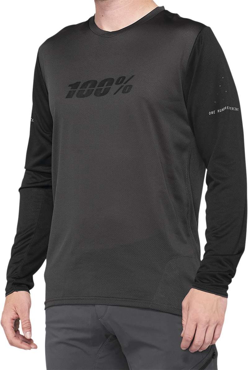 Load image into Gallery viewer, 100% Ridecamp Jersey - Long-Sleeve - Black/Charcoal - Medium 40028-00001
