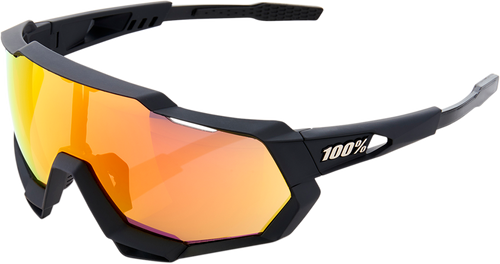 100% Speedtrap Sunglasses - Black - Red 60012-00004