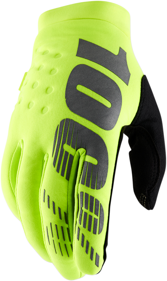 100% Brisker Gloves - Fluo Yellow - Large 10003-00017