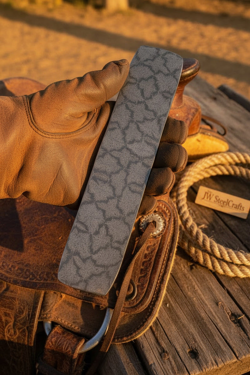 Load image into Gallery viewer, Stonebrand Damascus Billet Bar 10" Handmade Mosaic Turtle Shell
