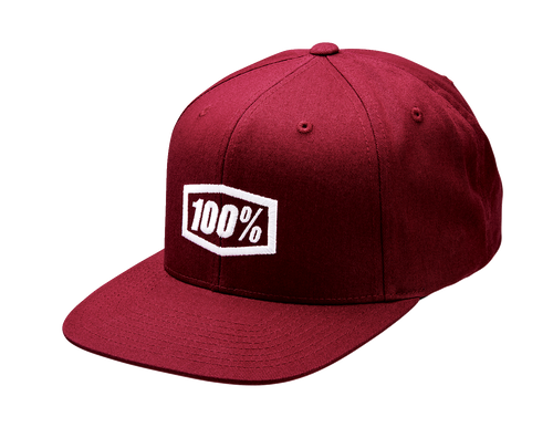 100% Icon Snapback Hat - Burgundy - One Size 20044-00001