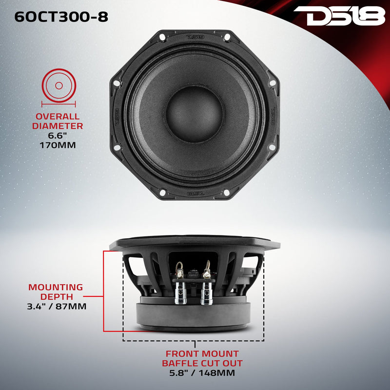 Load image into Gallery viewer, Octagonal 6.5" Mid-Range Loudspeaker 300 Watts Rms 8-Ohm
