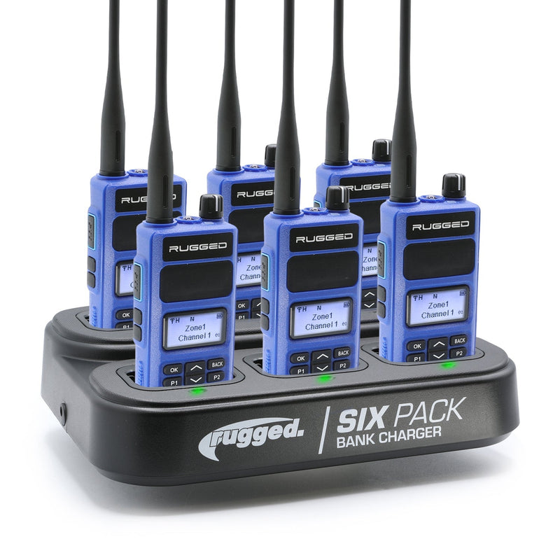 Load image into Gallery viewer, Rugged Radios Business Band Handheld Radio and 6-Pack Bank Charger Bundle

