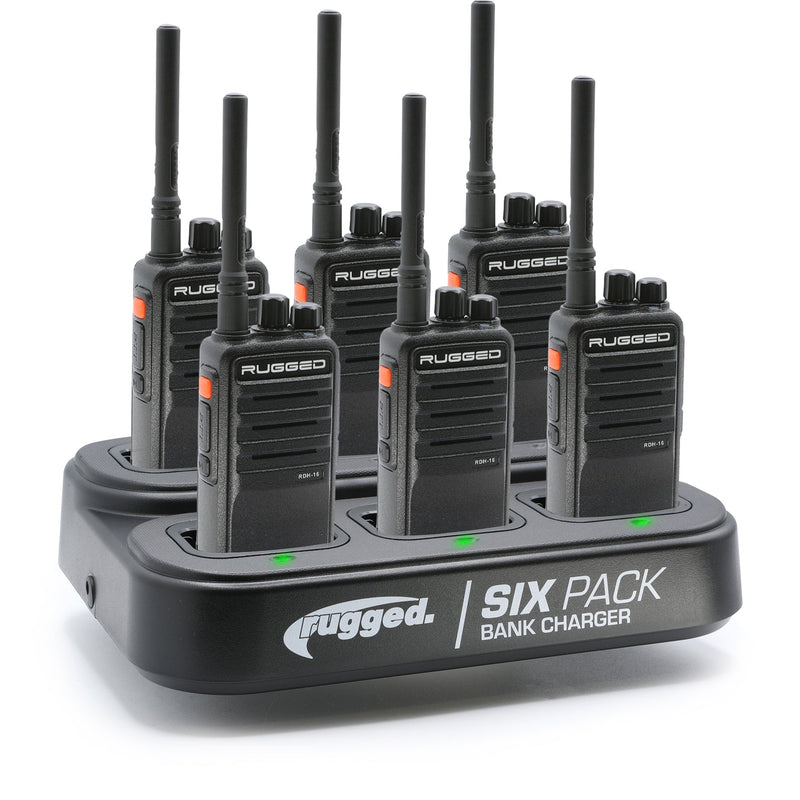 Load image into Gallery viewer, Rugged Radios Business Band Handheld Radio and 6-Pack Bank Charger Bundle
