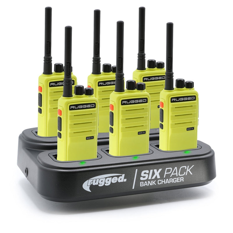 Load image into Gallery viewer, Rugged Radios Business Band Handheld Radio and 6-Pack Bank Charger Bundle
