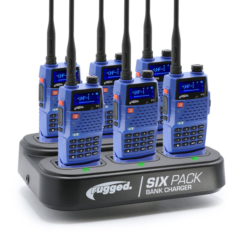 Load image into Gallery viewer, Rugged Radios Business Band Handheld Radio and 6-Pack Bank Charger Bundle
