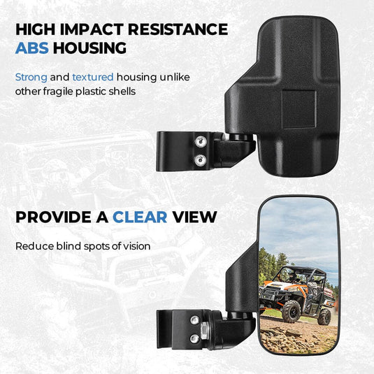 Adjustable Side Mirrors & Rear View Mirror For Polaris Ranger/ Defender