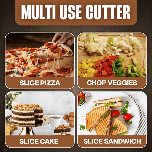 12-Inch Heavy-Duty Pizza Cutter Rocker Blade – Stainless Steel Mezzaluna Knife with Titanium Coating – Professional Pizza Cutter w/ Protective Cover