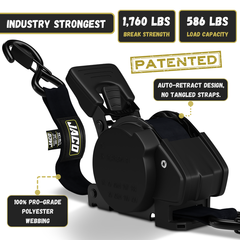 Load image into Gallery viewer, Retractable Ratchet Straps - 1" x 15 ft (1,760 lbs Break Strength) | Auto Self Retracting Cargo Tie Down Strap Set
