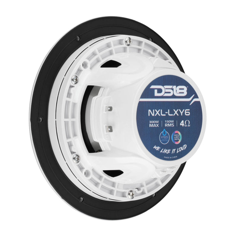 Load image into Gallery viewer, Luxury 6.5” 2-Way Marine Coaxial Speaker with Digital LED Lights and Flush Magnetic Mount Grille | 150W RMS 4-Ohm
