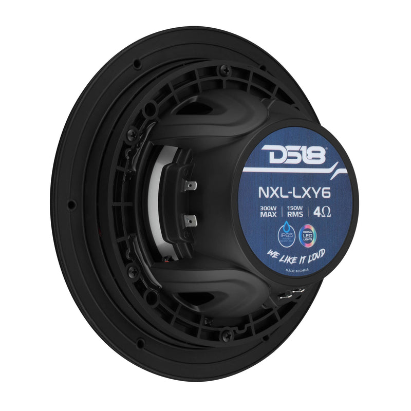 Load image into Gallery viewer, Luxury 6.5” 2-Way Marine Coaxial Speaker with Digital LED Lights and Flush Magnetic Mount Grille | 150W RMS 4-Ohm
