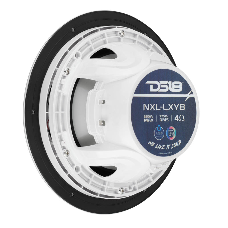 Load image into Gallery viewer, Luxury 8” 2-Way Marine Coaxial Speaker with Digital LED Lights and Flush Magnetic Mount Grille | 175W RMS 4-Ohm
