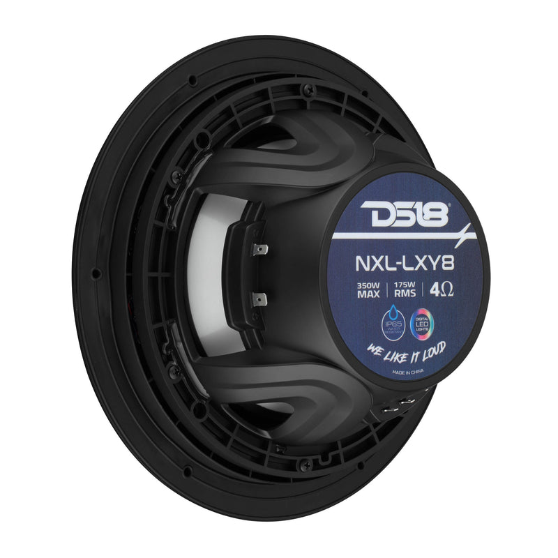 Load image into Gallery viewer, Luxury 8” 2-Way Marine Coaxial Speaker with Digital LED Lights and Flush Magnetic Mount Grille | 175W RMS 4-Ohm
