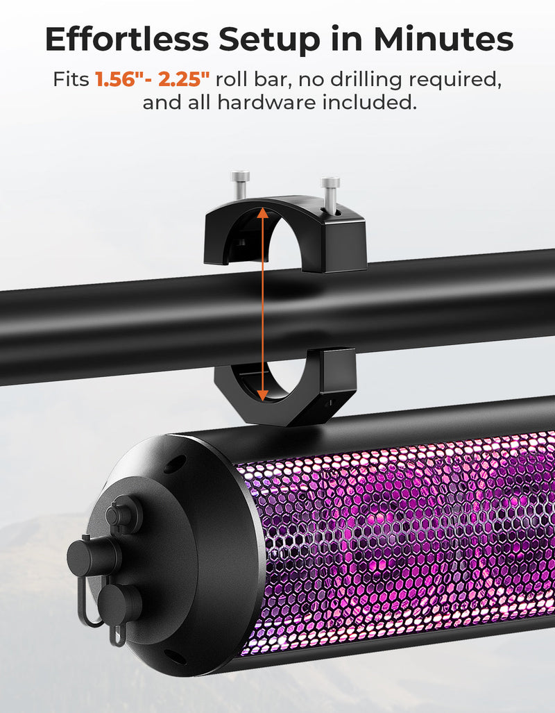 Load image into Gallery viewer, RGB UTV Soundbar, 28" SXS Speaker for Can Am Maverick X3/ RZR w/ 1.56"- 2.25" Roll Bar

