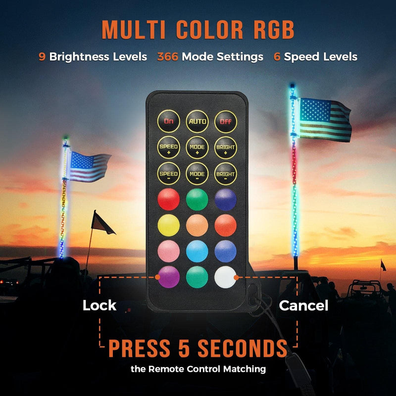 Load image into Gallery viewer, Spiral Whip Light Set, 2PCS Whip Light &amp; Flag mount &amp; 12V Switch On-off
