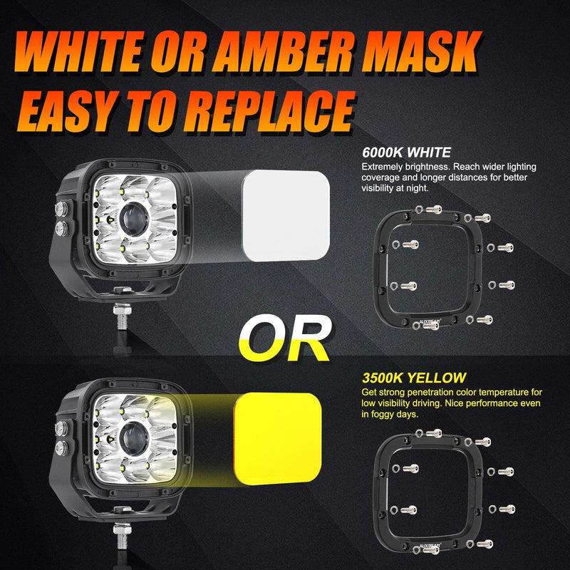 Load image into Gallery viewer, 6Pcs 5 Inch 110W White/Amber LED Pods Lights with Power Harness
