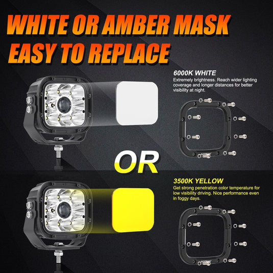 5 Inch 110W White/Amber Spot Light LED Driving Lights for Dodge Ram 1500/2500/3500
