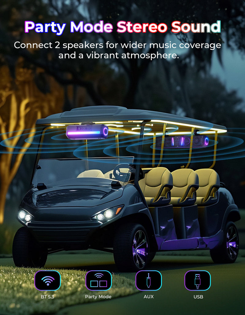 Load image into Gallery viewer, KEMIMOTO Midnight 40B 16'' 2-Speaker Louder RGB UTV Sound Bar (Built-in Battery)
