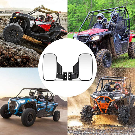 UTV Adjustable Rear View Mirror & Side Mirrors for 1.75"-2" Round Tube