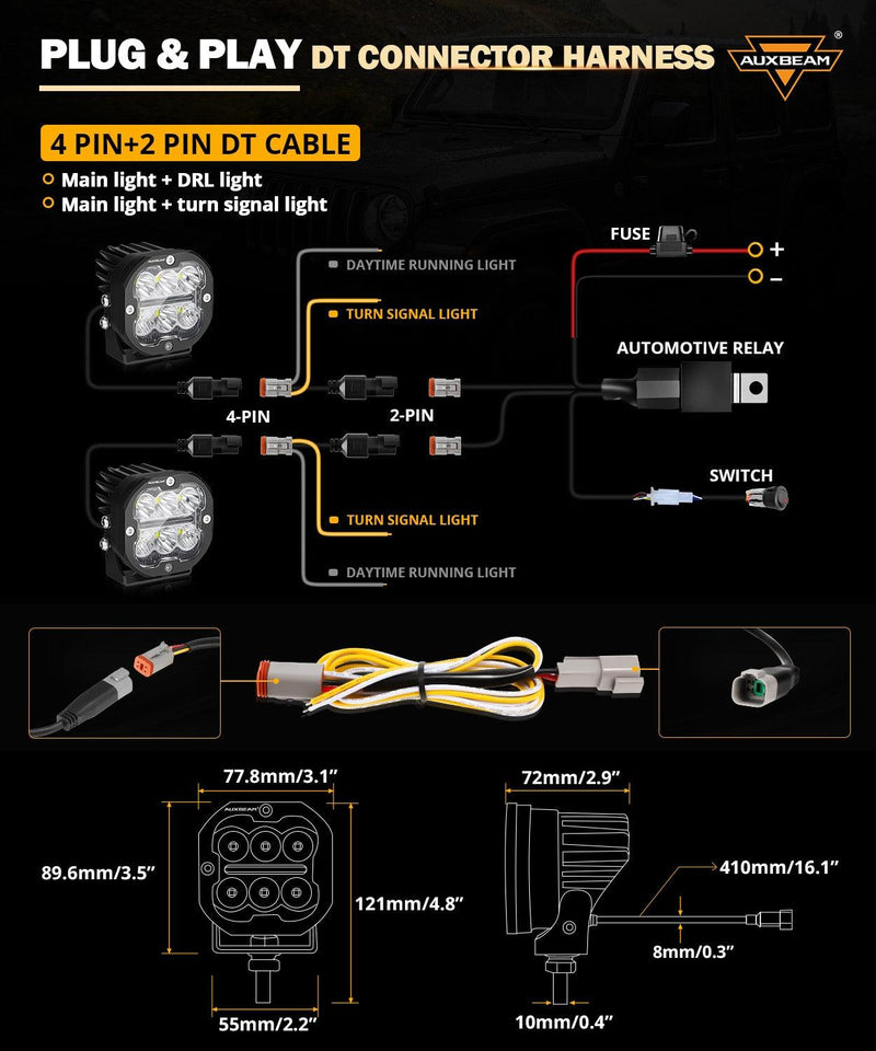 Load image into Gallery viewer, XP-ULTRA Series 3 Inch 84W LED Combo Pod Light Off Road Lights with White DRL&amp;Amber Turn Signal Light

