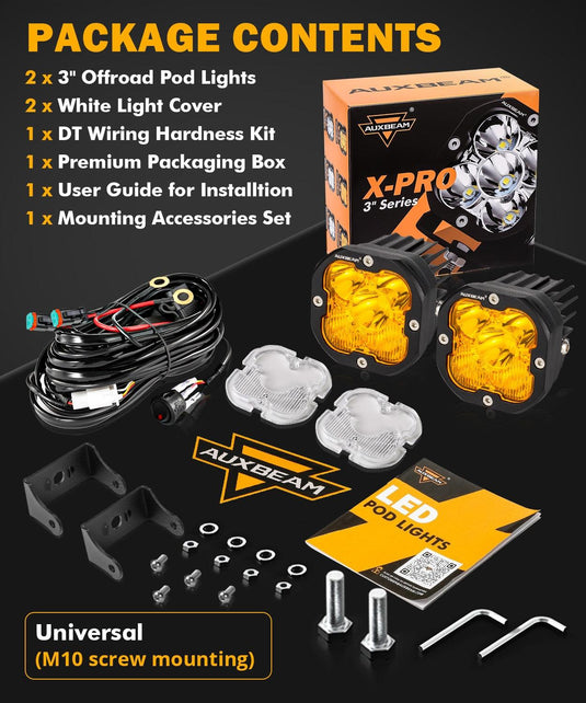 XP-ULTRA Series 3 Inch 80W Combo Beam LED Pods Amber&White Offroad Lights