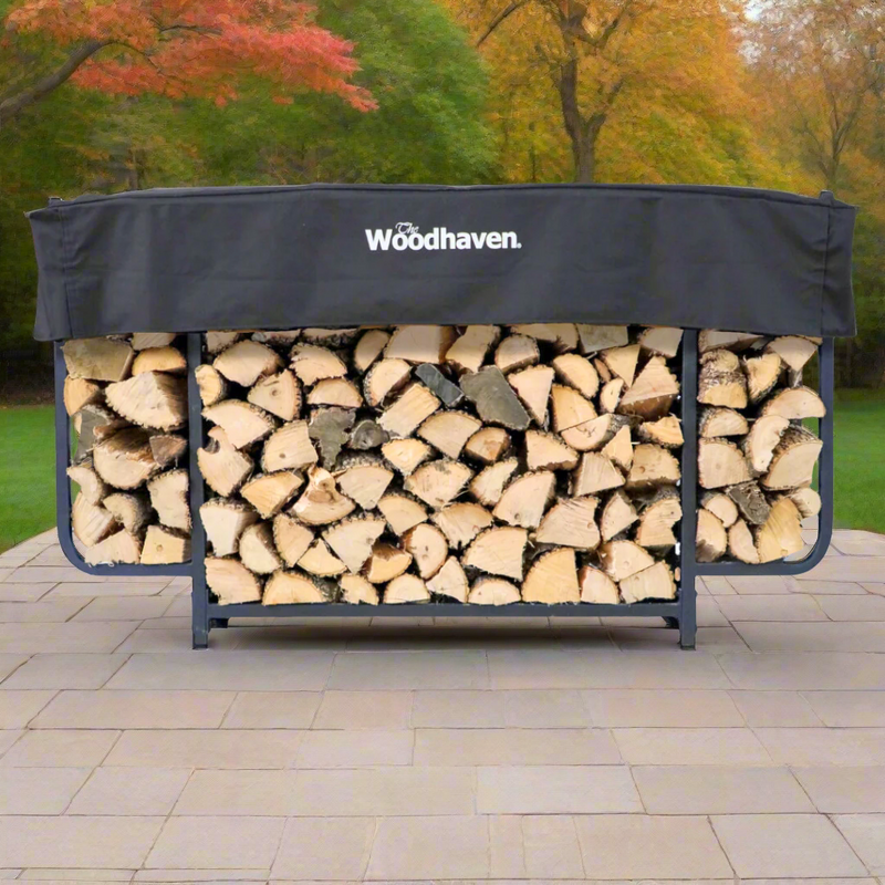 Load image into Gallery viewer, 6 ft Courtyard Steel Firewood Rack with Cover

