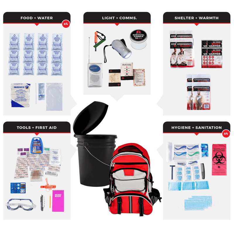 Load image into Gallery viewer, WSK Essential Survival Kit for Up To 4 People plus Bucket and Lid
