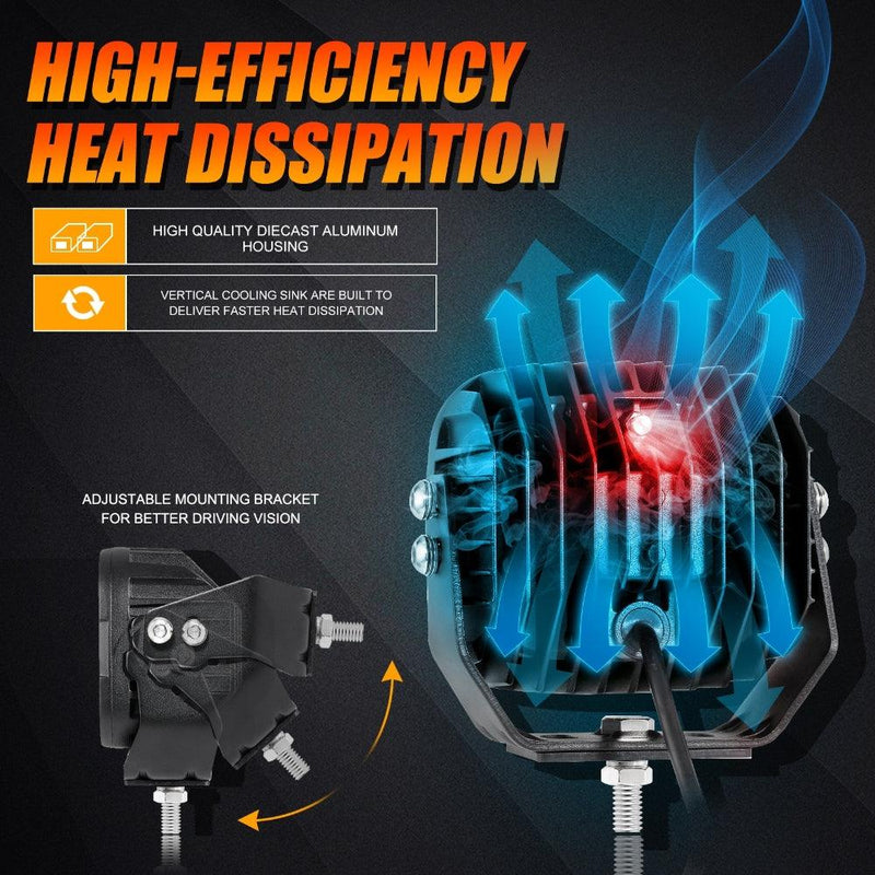 Load image into Gallery viewer, 5 Inch 110W White/Amber LED Driving Lights Pods Light with A-Pillar Mounting Bracket For Ford Bronco 2/4 Door 2021 2022
