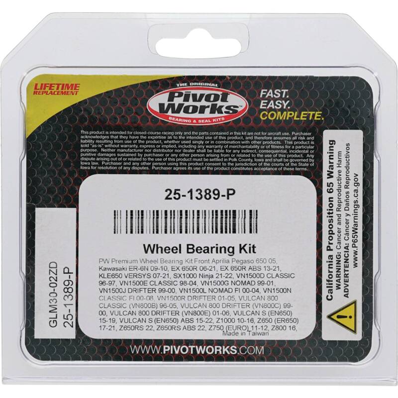 Load image into Gallery viewer, Pivot Works Aprilia, Kawasaki, Triumph Wheel Bearing Kit Premium Bearings
