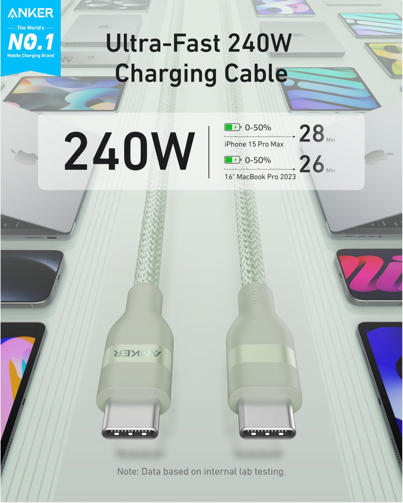 Load image into Gallery viewer, Anker USB-C to USB-C Cable (3 ft / 6 ft, 240W, Upcycled-Braided)
