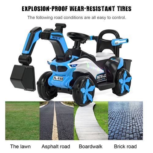 Load image into Gallery viewer, 6V Battery Powered Electric Excavator Ride-On Toy Car for Kids with Helmet
