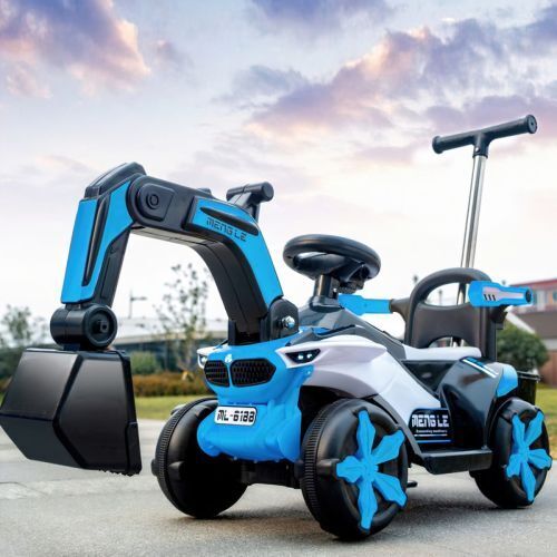 6V Battery Powered Electric Excavator Ride-On Toy Car for Kids with Helmet