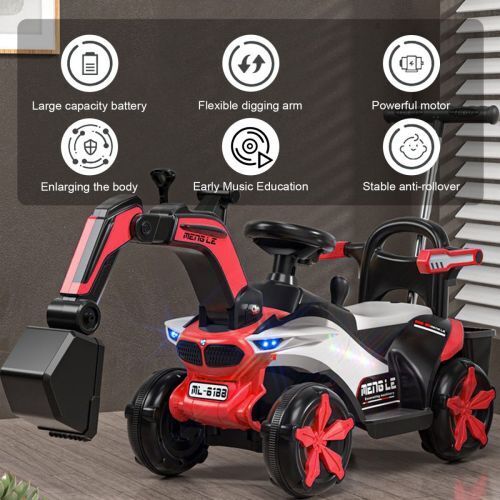 Load image into Gallery viewer, 6V Battery Powered Electric Excavator Ride-On Toy Car for Kids with Helmet
